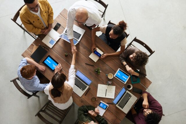 Team meeting in a desk