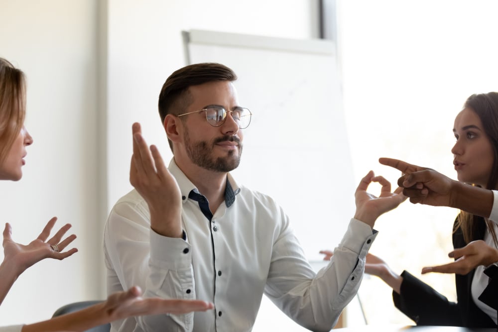 Employee not being phased by a conflict around him